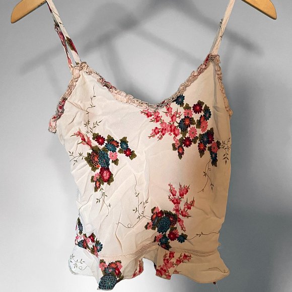 Lucy Love Boho floral copped tank top with side tie (Medium) - Picture 2 of 9
